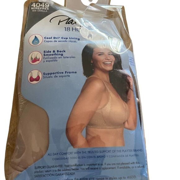 NEW Playtex® Bra: 18 Hour Seamless Smoothing Full-Figure Bra 4049 Beige 44D - Picture 3 of 9